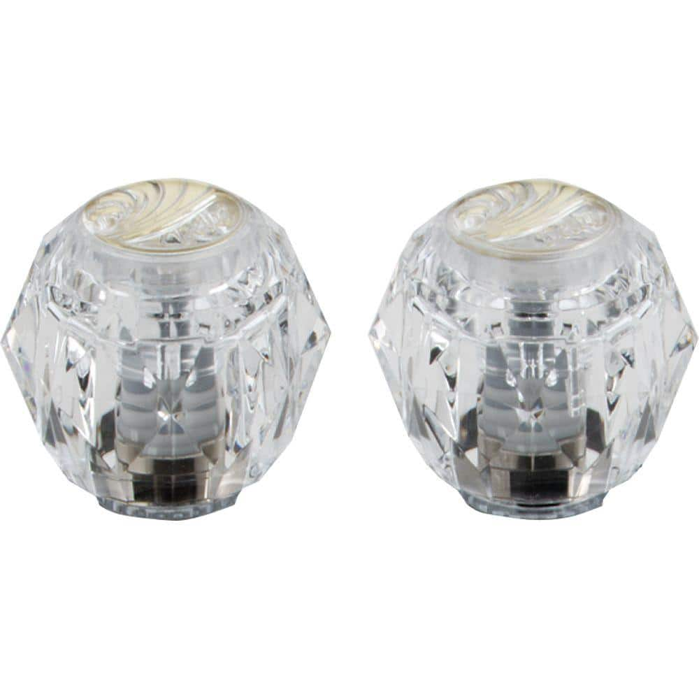 Delta Pair of Clear Knob Handles with Buttons in Polished Brass H41PB ...