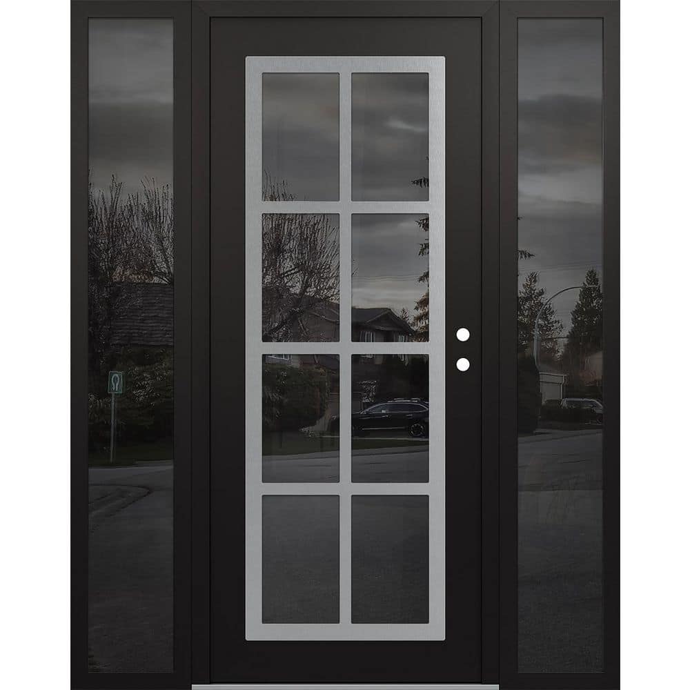 C16 64 in. x 80 in. Silver P Left-Hand/Inswing Mirrored Glass Black/Black 2 Sidelite Steel Prehung Front Door price history on PriceWatchPro