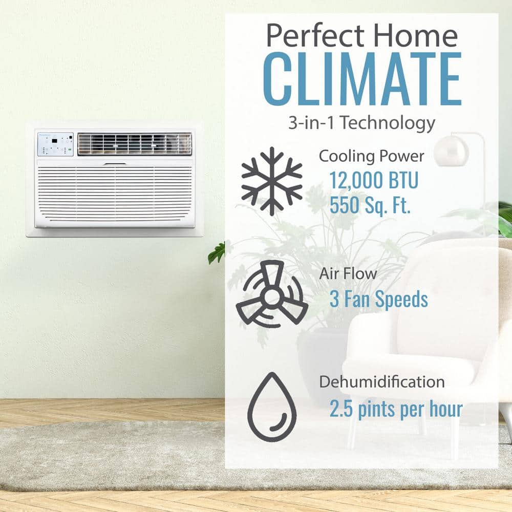 Keystone 12,000 BTU White Through-the-Wall Air Conditioner with Remote