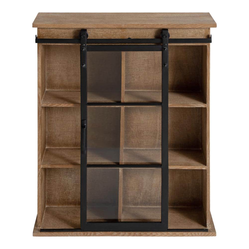 Rustic Brown Solid & Manmade Wood Floating Cube Wall Cabinet