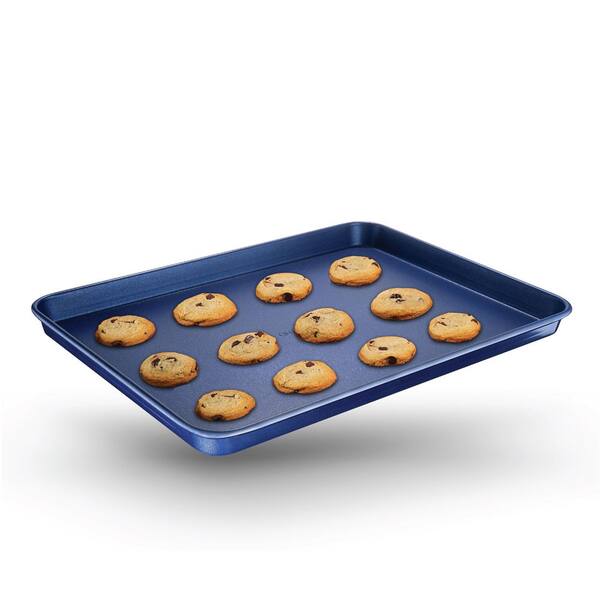 Unbranded Pro Classic Blue 17 in. x 12 in. 0.8MM Gauge Nonstick Diamond and Mineral Infused Coating Cookie Sheet