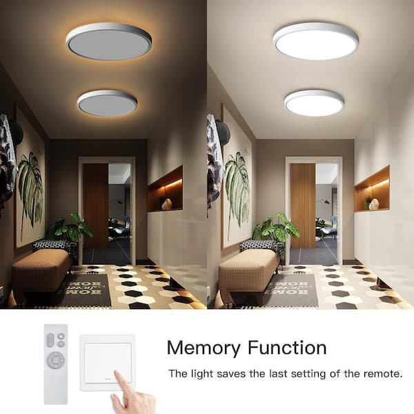 QRMOK 12 in. White Dimmable LED Flush Mount Ceiling Light 3000-6500K with Remote and Nightlight Warm White, No Bulb Included TLY300-20W-F-WE-J QRMOK 12 in. White Dimmable LED Flush Mount Ceiling Light 3000-6500K with Remote and Nightlight Warm White, No Bulb Included TLY300-20W-F-WE-J