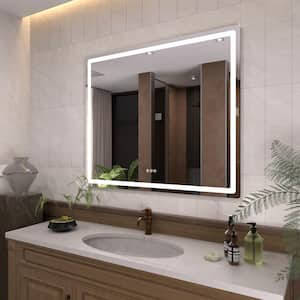 42 in. W x 36 in. H Round Corner Rectangular Frameless Wall Mount LED Single Bathroom Vanity Mirror in Polished Crystal