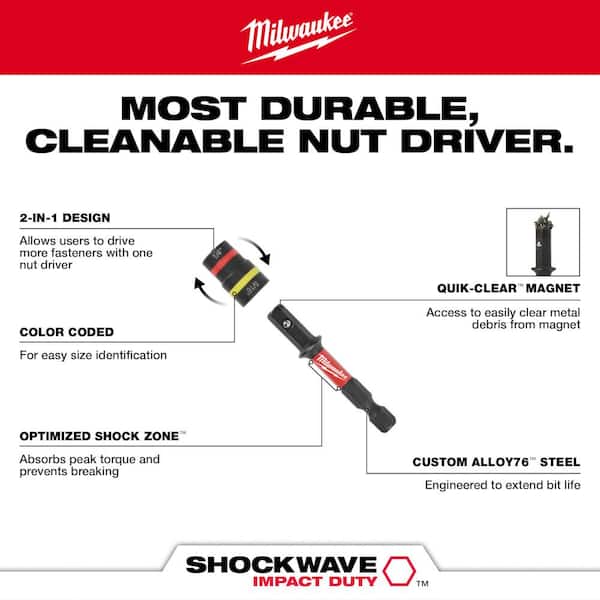 Milwaukee SHOCKWAVE Impact-Duty Quik-Clear 2-In-1 Alloy Steel