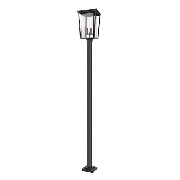 Unbranded Seoul 117.25 in. 3-Light Oil Bronze Aluminum Hardwired Outdoor Weather Resistant Post Light Set with No Bulb included