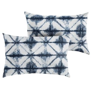 Sunbrella Indigo Geometric Rectangular Outdoor Knife Edge Lumbar Pillows (2-Pack)