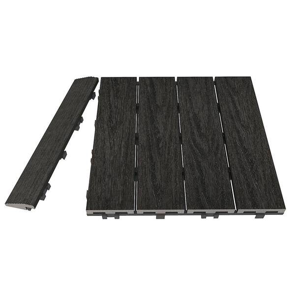 y*iFTWO（FNTC ）BLACK DECK 157 W NewTechWood 1/12 ft. x 1 ft. Quick Deck Composite Deck Tile