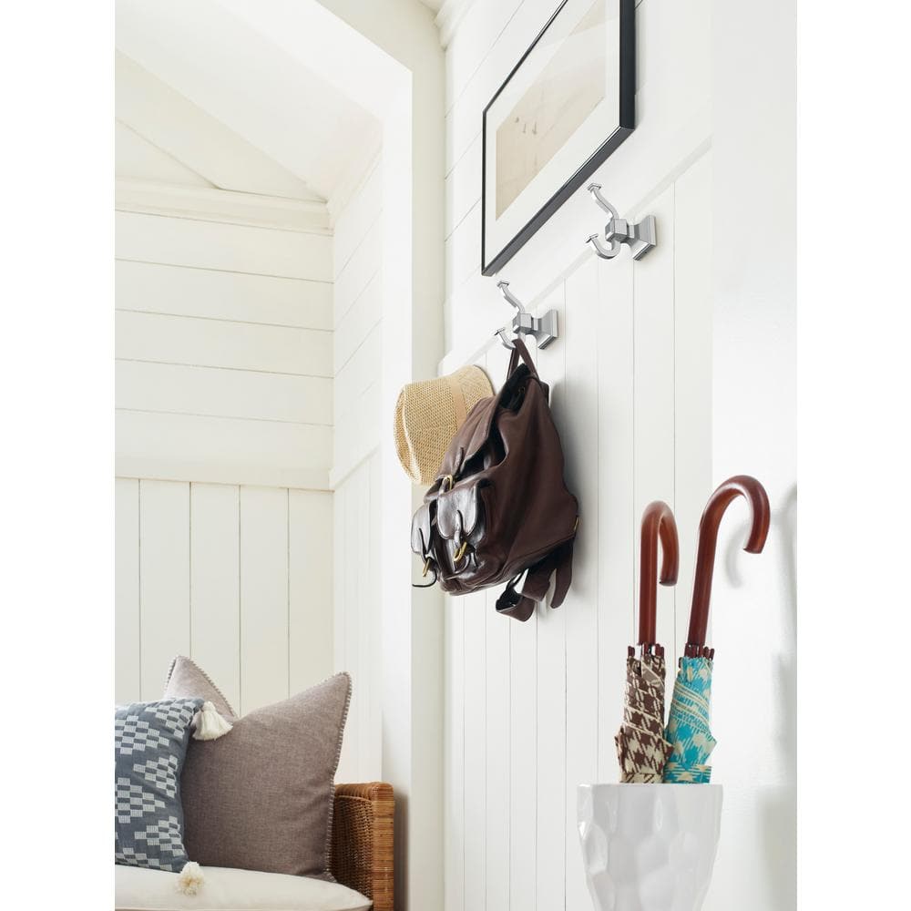 Polished Nickel Double Prong Wall Mounted Hook