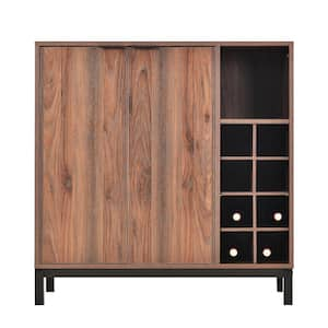 Dark Brown Cherry Buffet with Storage Coffee Bar Cabinet Wine