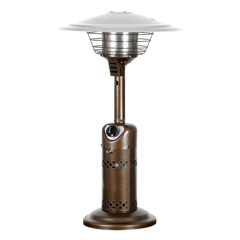 Bronze and Silver Tabletop Propane Patio Heater with Emergency Shut Off