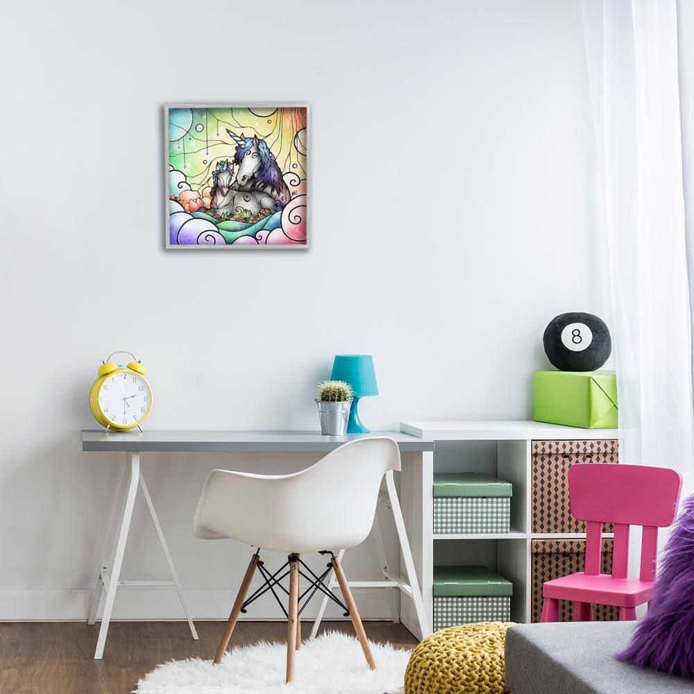 Deco Style Unicorns by Mandie Manzano Gray Framed Fantasy Giclee Art Print 17 in. x 17 in. price history on PriceWatchPro