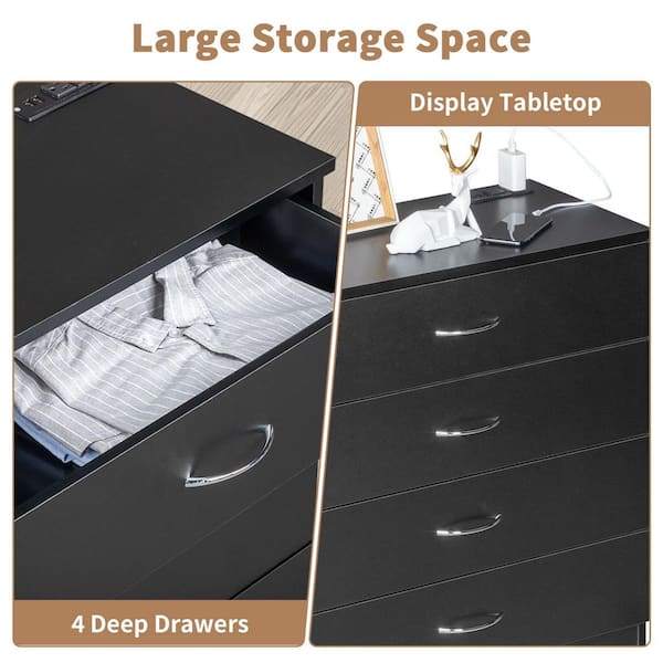 Karl home Black 4 Drawer 25. 98 in. Wide Chest of Drawers