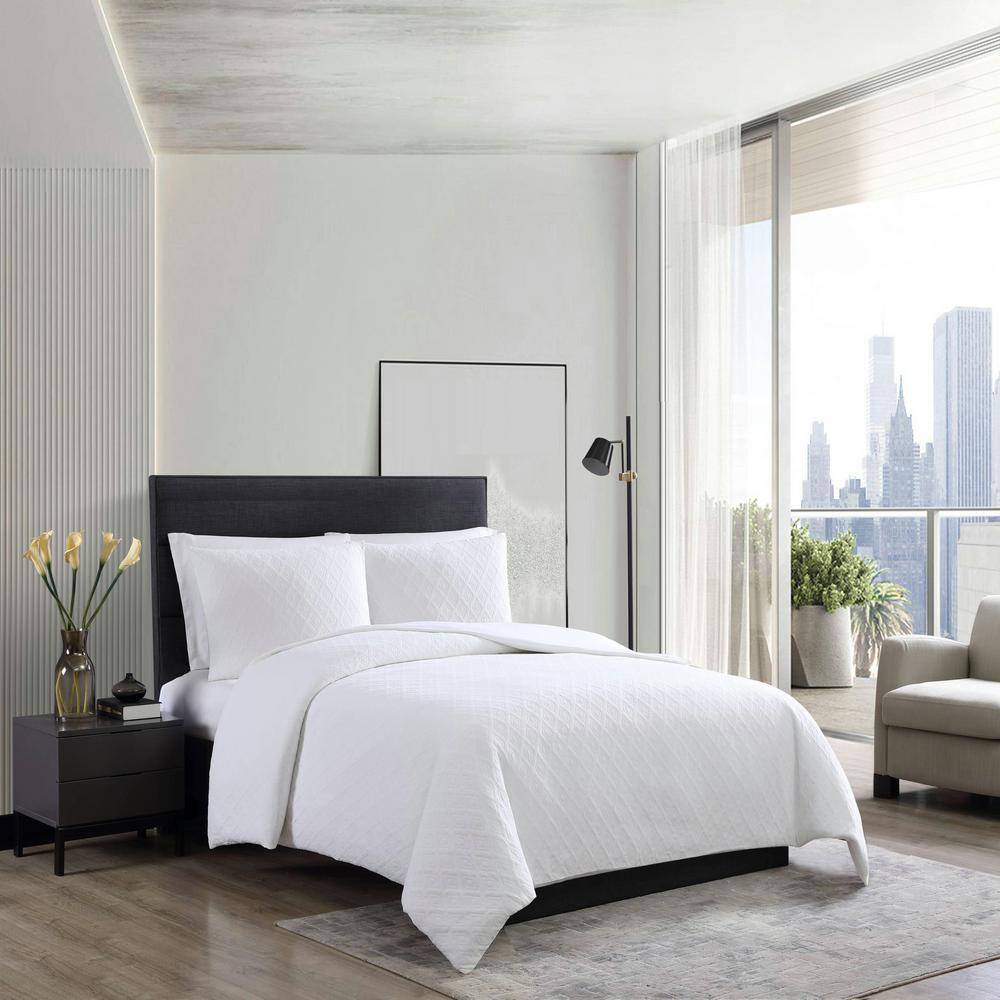 White Queen Cotton Jacquard Reversible Duvet Cover Set