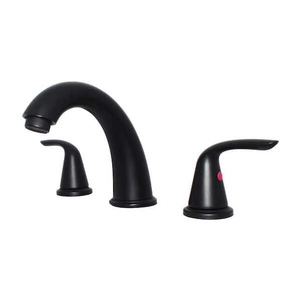 WASSERMAN FAUCETS 8 in. Widespread Dual Wing Handle High-Arc 3 Hole Bathroom Faucet with Matching Push Pop-Up in Matte Black 1-Pack