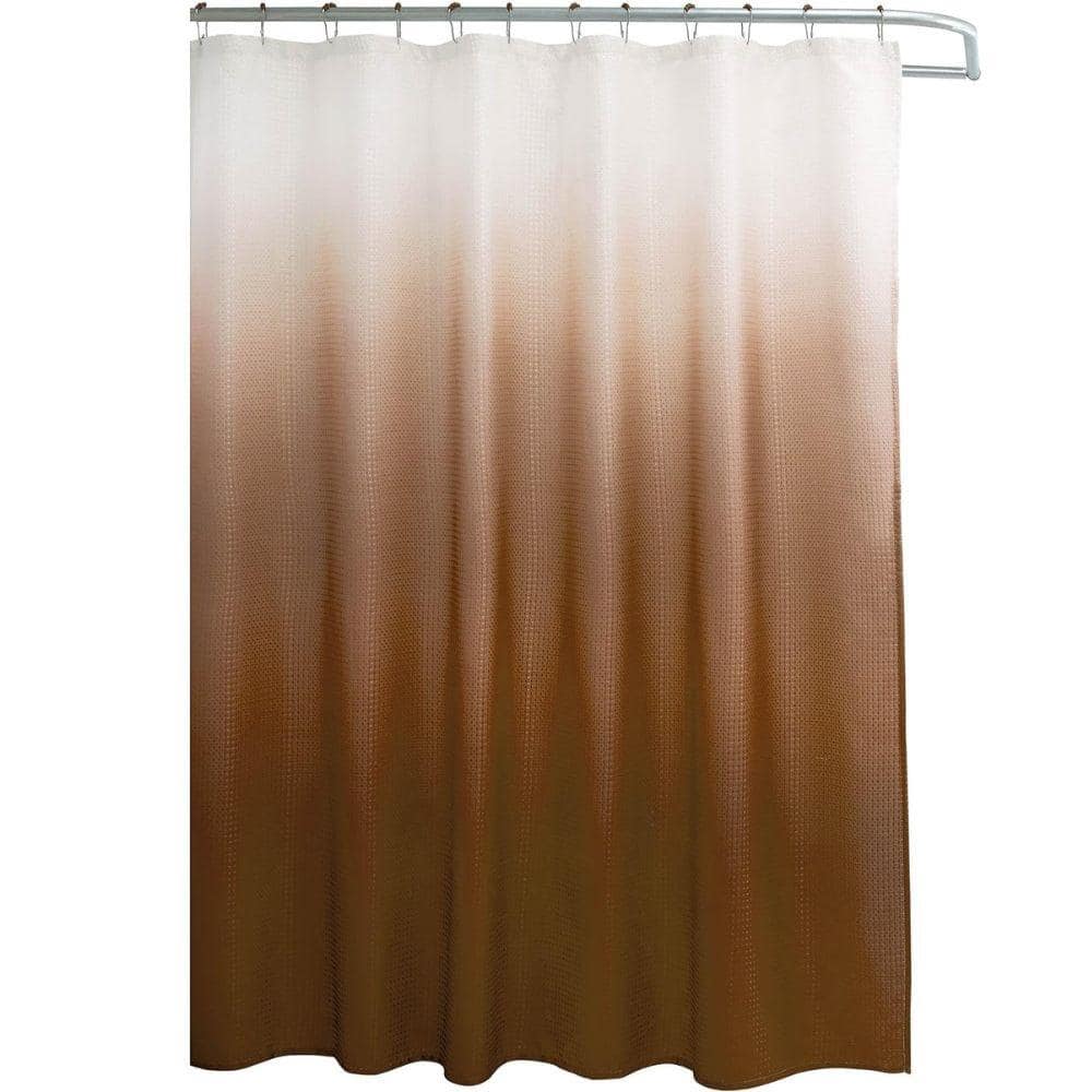 Washable 70 in. W x 72 in. L Fabric Textured Shower Curtain with 12-Easy Gl
