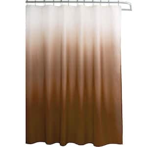 Washable 70 in. W x 72 in. L Fabric Textured Shower Curtain with 12-Easy Glide Metal Rings in Chocolate Brown Ombre