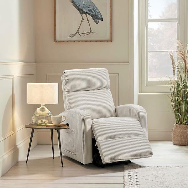 Lazzara Gutrie Beige Corduroy Power Lift Recliner 9588BEG-1LT