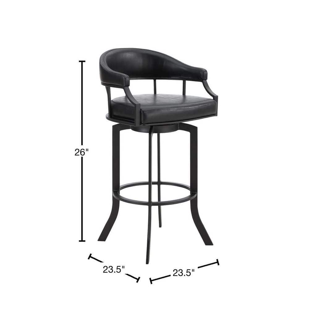 Black Faux Leather Swivel Bar Stool with Metal Frame