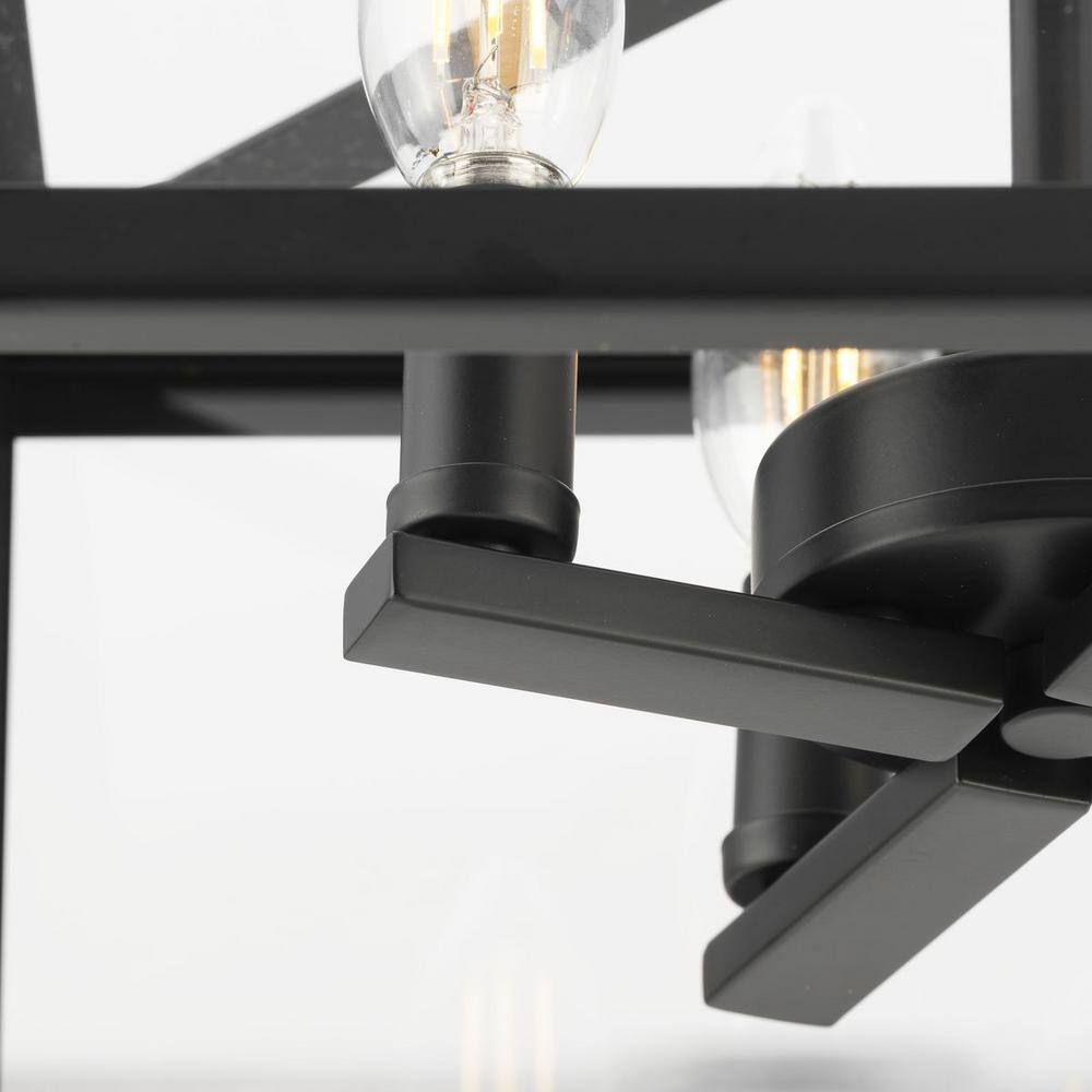 Hillcrest Matte Black 4-Light Semi-Flush Mount with Clear Glass