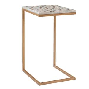 Rhonda 18 in. Gold Rectangle Capiz Shell Accent End Table