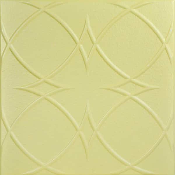 A La Maison Ceilings Circles and Stars Concord Ivory 1.6 ft. x 1.6 ft. Decorative Foam Glue Up Ceiling Tile (21.6 sq. ft./case)