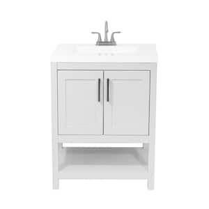 Tufino 25 in. Bath Vanity in White with Cultured Marble Vanity Top in White with White Basin
