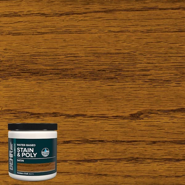 8 oz. #TIS-372 Golden Oak Satin Semi-Transparent Water-Based Interior Wood Stain and Poly
