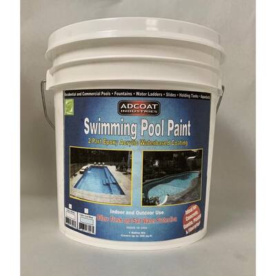 Swimming Pool Paint 2-Part Epoxy Waterbased Coating 1 Gal. Kit Cool Blue