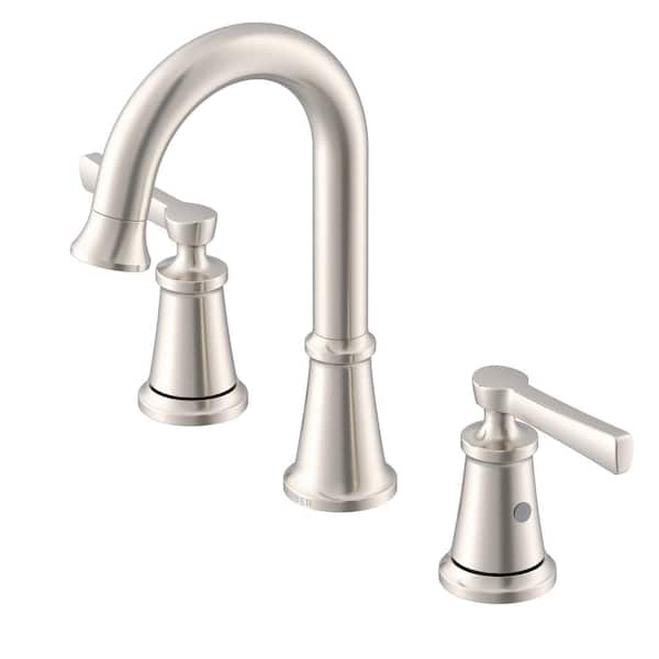 Northerly 8 in. Widespread Double Handle Bathroom Faucet with 50/50 Touch Down Drain in Brushed Nickel
