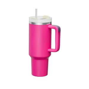 40 oz. Insulated Hot Pink 2 Stainless Steel Tumbler with Handle, Lids Straws