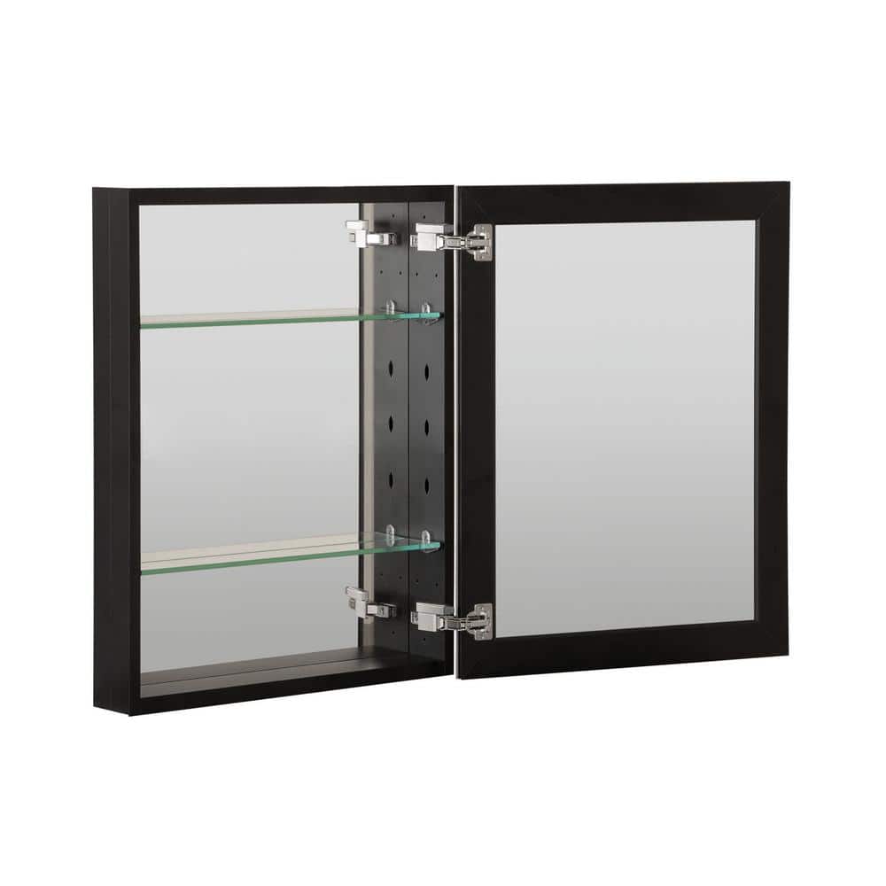 ANGELES HOME 16 in. W x 20 in. H Black Glass Recessed/Surface Mount