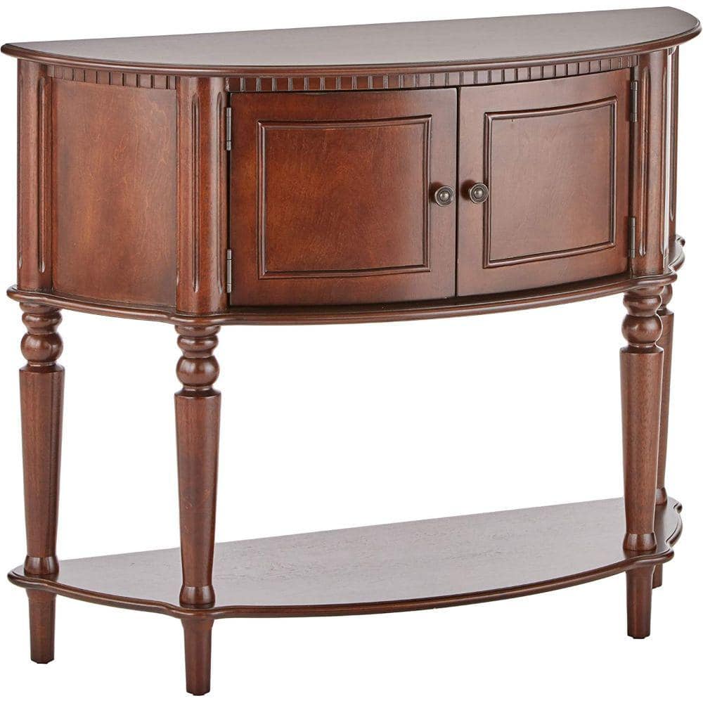 Benjara 38 in. Brown Standard HalfCircle Wood Console Table with