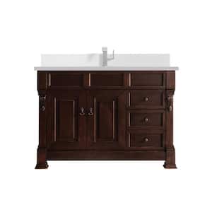 Brookfield 48.0 in. W x 23.5 in. D x 34.3 in. H Single Bathroom Vanity in Burnished Mahogany with White Zeus Quartz Top