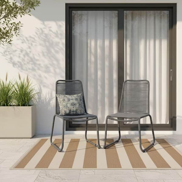 MADE 4 HOME Neil Armless Wicker Outdoor Dining Chair in Gray (2-Pack)