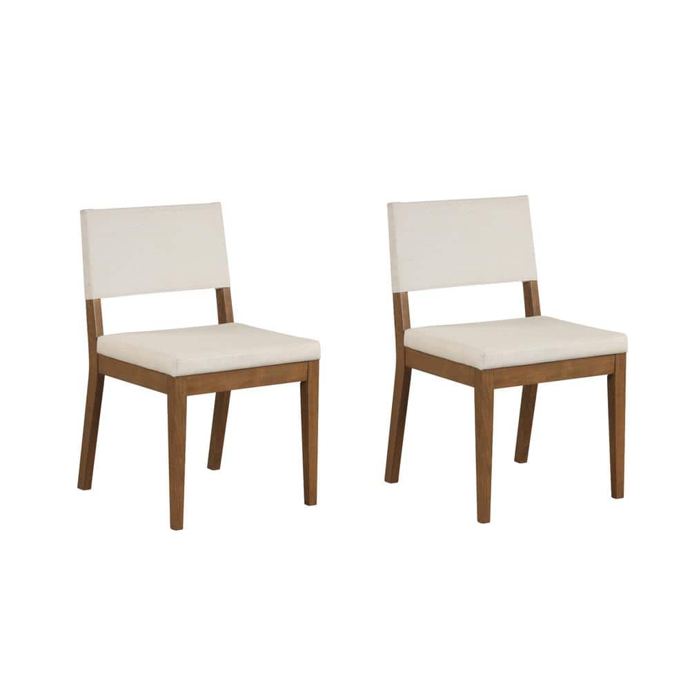 Linus Modern Upholstered Side Chair with Dark Brown Wood Frame