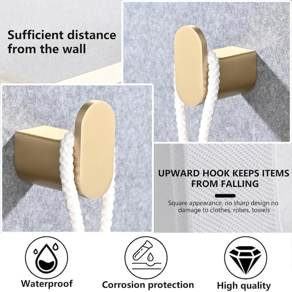 Bathroom Hardware 4-Pieces Bath Hardware Set with Towel Bar, Robe Hook, Toilet Paper Holder in Gold