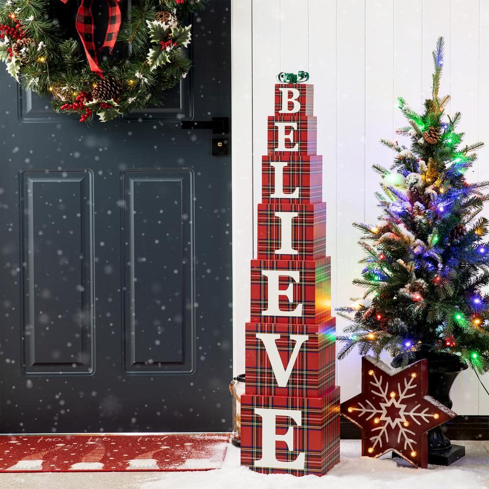 42.13 in. H Wooden Double-Sided BELIEVE Porch Decor price history on PriceWatchPro