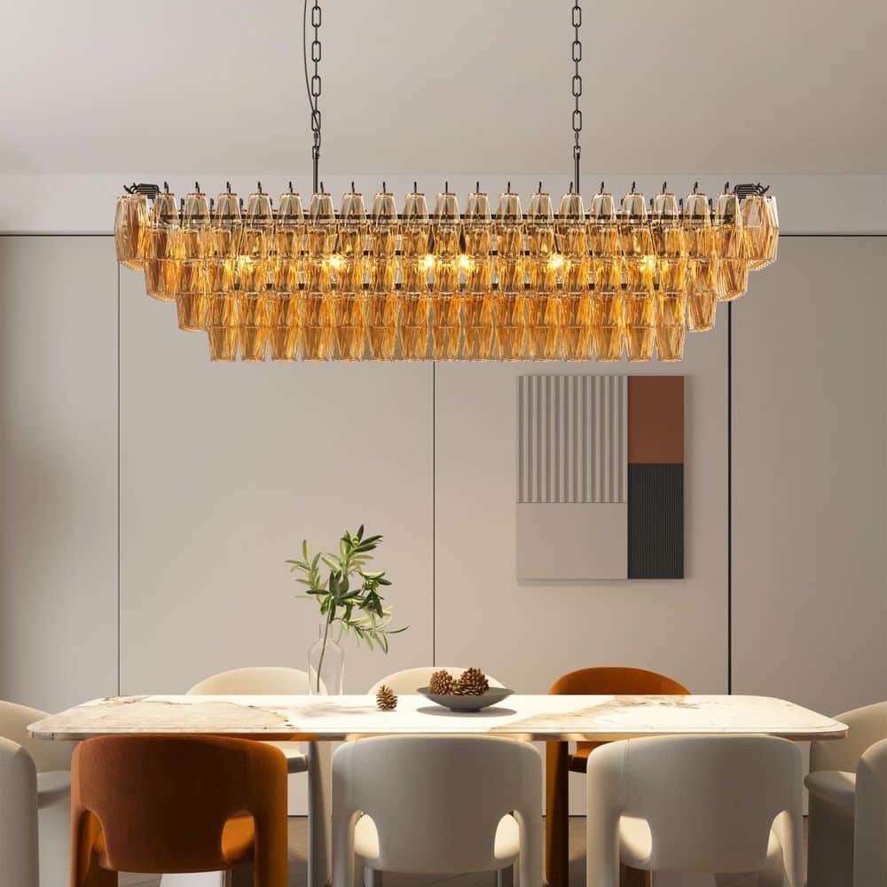 54 in 12-light Luxury black Chandelier Large Ceiling Lighting for Living Room Dining Light Fixture Dining Room Kitchen price history on PriceWatchPro