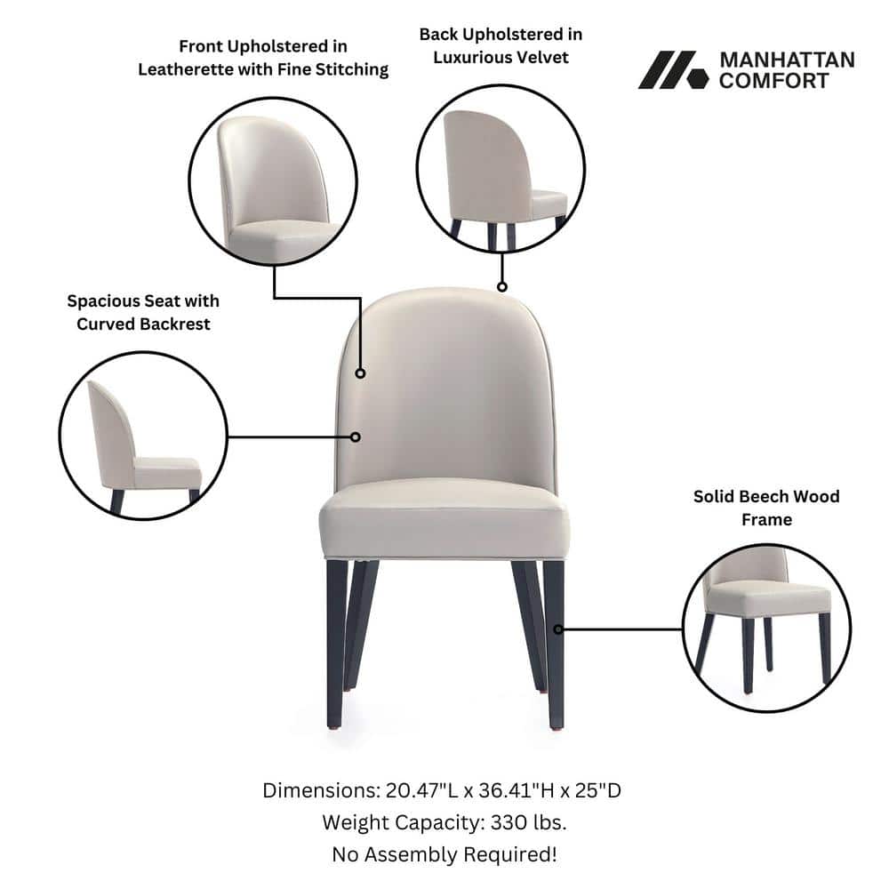 Hillman Light Gray Faux Leather Upholstered Arm Chair Set with Wood Frame