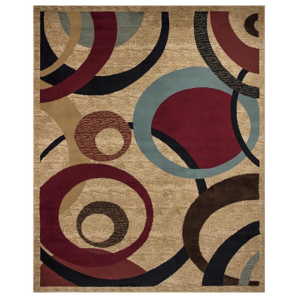 Ottomanson Contemporary Beige 8 ft. x 10 ft. Abstract Area Rug eXtremes