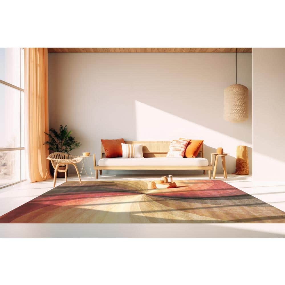 Multicolored 5 ft. x 8 ft. Hand-Tufted Wool Contemporary Abstract Swirl Area Rug product image for price tracking