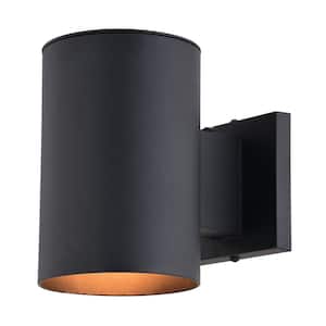Chiasso Aluminum Cylinder 1-Light Dusk to Dawn Black Outdoor Wall Lantern Dark Sky Compliant