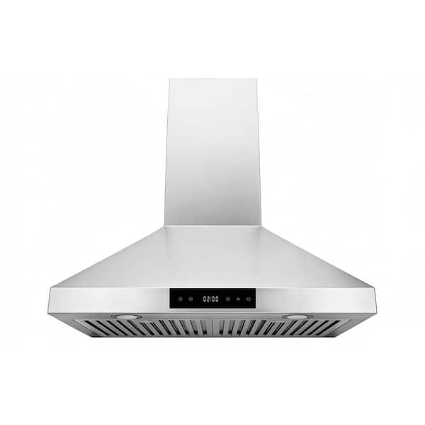 30 in. Convertible Wall Mount Range Hood with Changeable LED Touch Control Baffle Filters in Stainless Steel