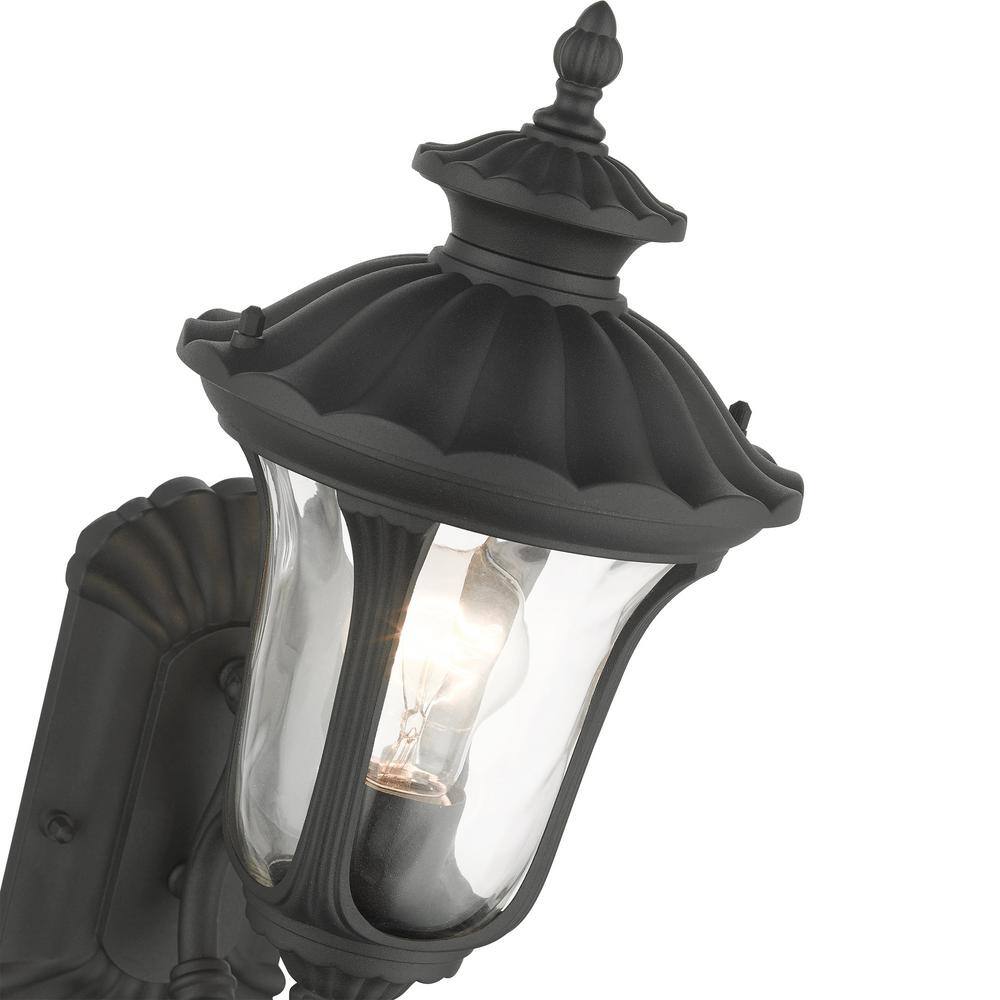 Oxford Black Aluminum Outdoor Wall Lantern with Clear Glass