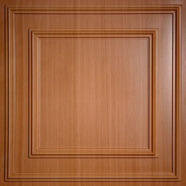 Ceilume Cambridge Faux Wood-Caramel 2 ft. x 2 ft. Lay-in or Glue-up Ceiling Panel (Case of 6)