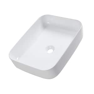20 in. Bathroom Sink White Ceramic Rectangular Vessel Sink