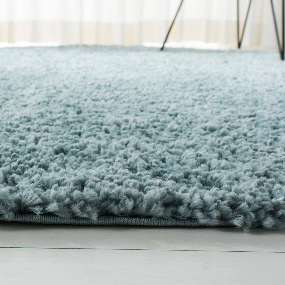 Aqua Round Synthetic Shag Area Rug, 5'3"