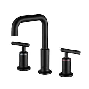 8 in. Widespread Double Handle High Arc Bathroom Faucet in Matte Black