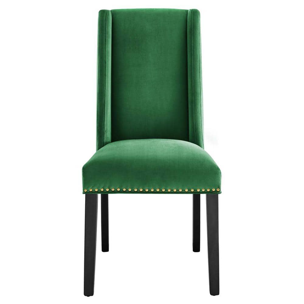 Emerald Velvet Upholstered Side Chair with Polished Nailhead Trim
