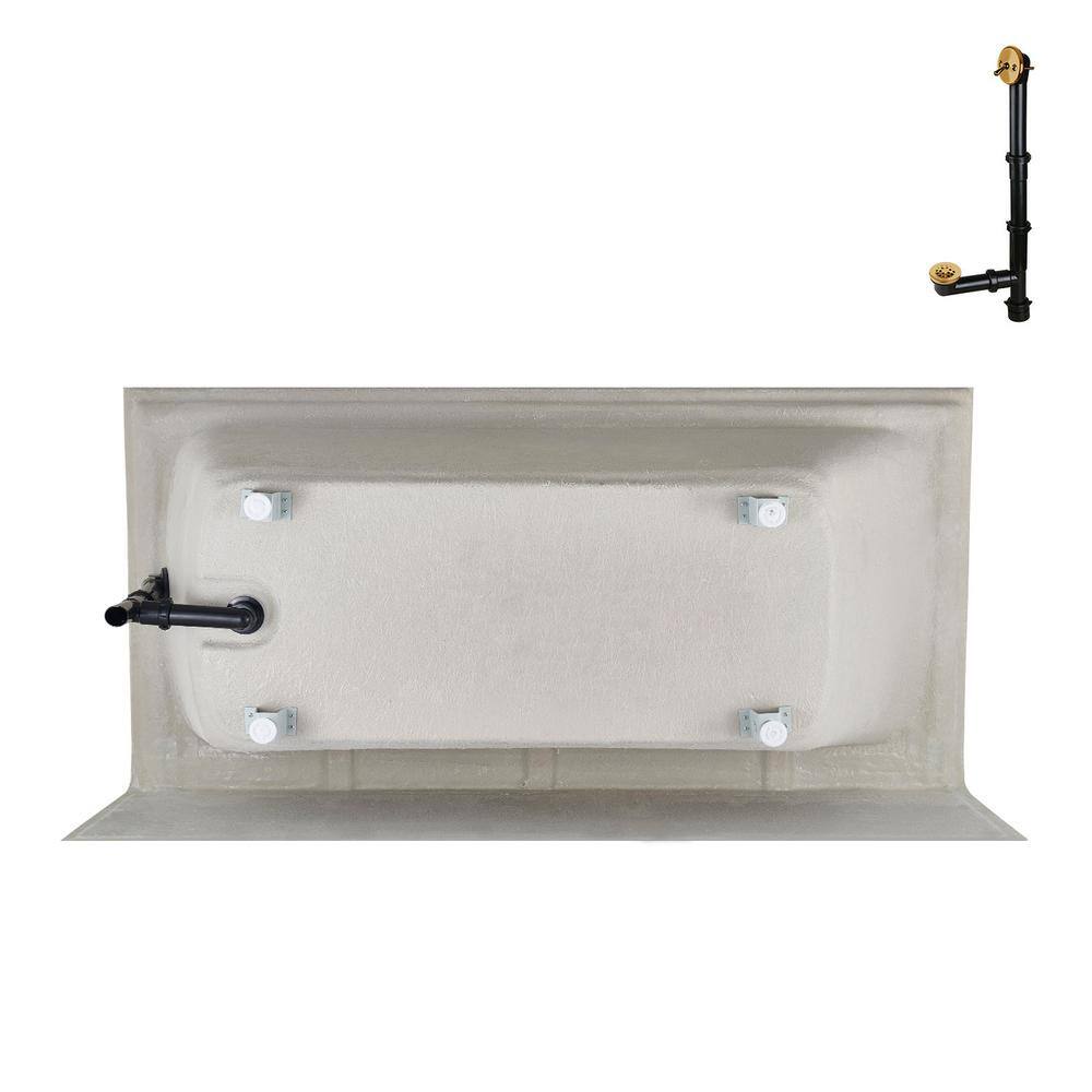 Glossy White Acrylic Alcove Bathtub with Brushed Gold Trim